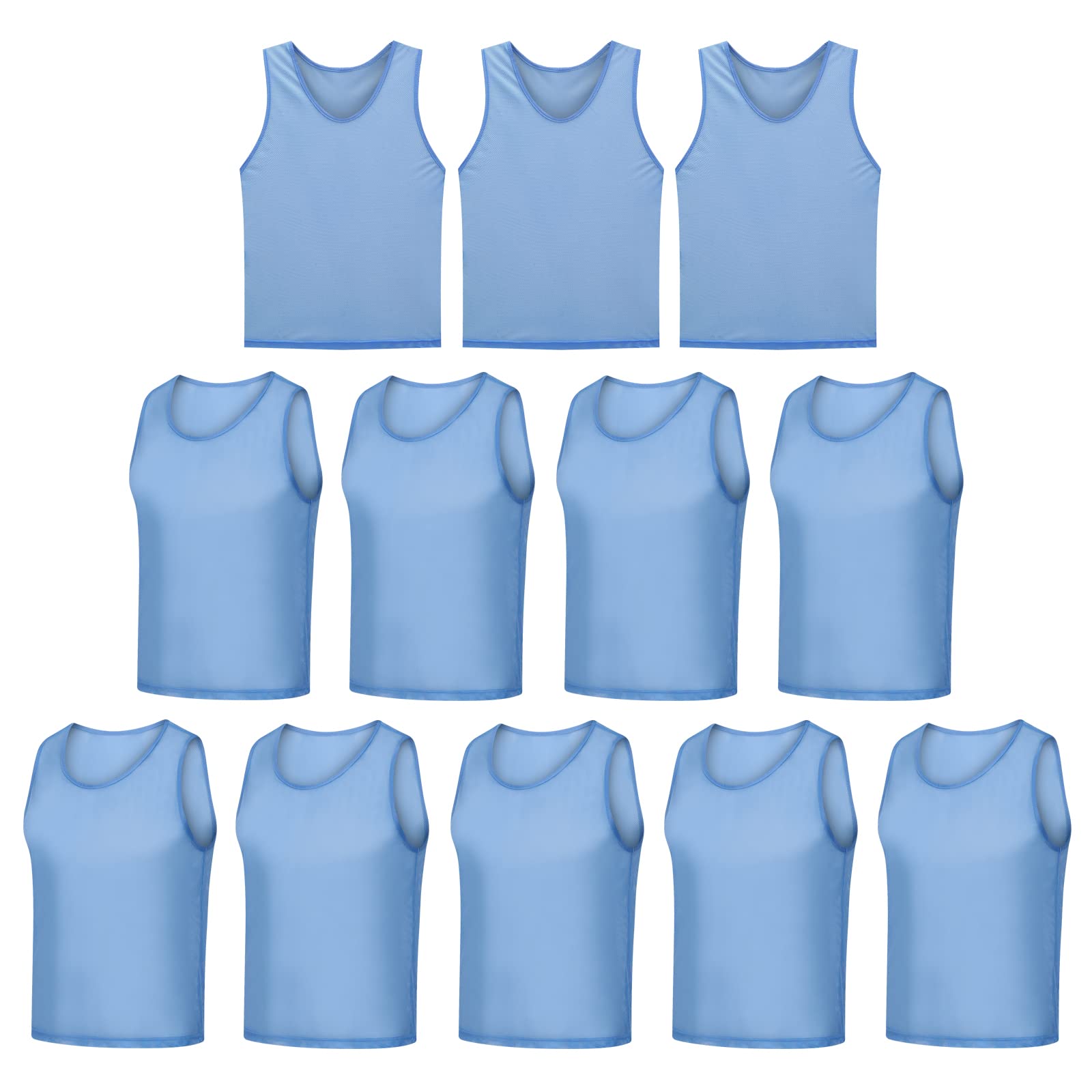 12 Pack Scrimmage Vests - Reversible Team Training Jerseys & Soccer Pinnies with Carry Bag for Sports Practice, Gym Class, and Youth Soccer Drills