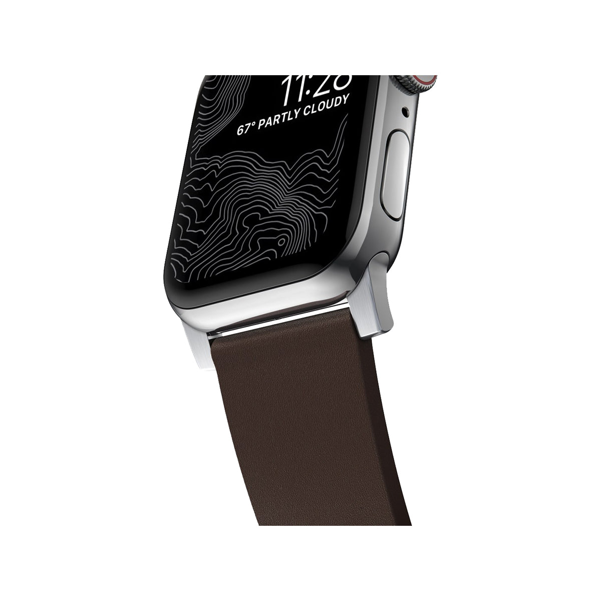 Nomad Active Band Pro 45mm / 49mm Silver Hard Case with Premium Brown Leather Strap - Compatible with Apple Watch for Workout, Travel & Everyday Wear