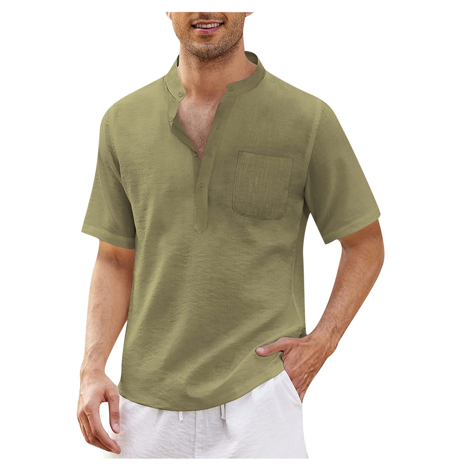 Men's Casual Button Short Sleeve Henley T-Shirt - Loose Fit Quick Dry Summer Shirt for Beach, Vacation & Outdoor Activities | Perfect for Travel, Swimming & Relaxing