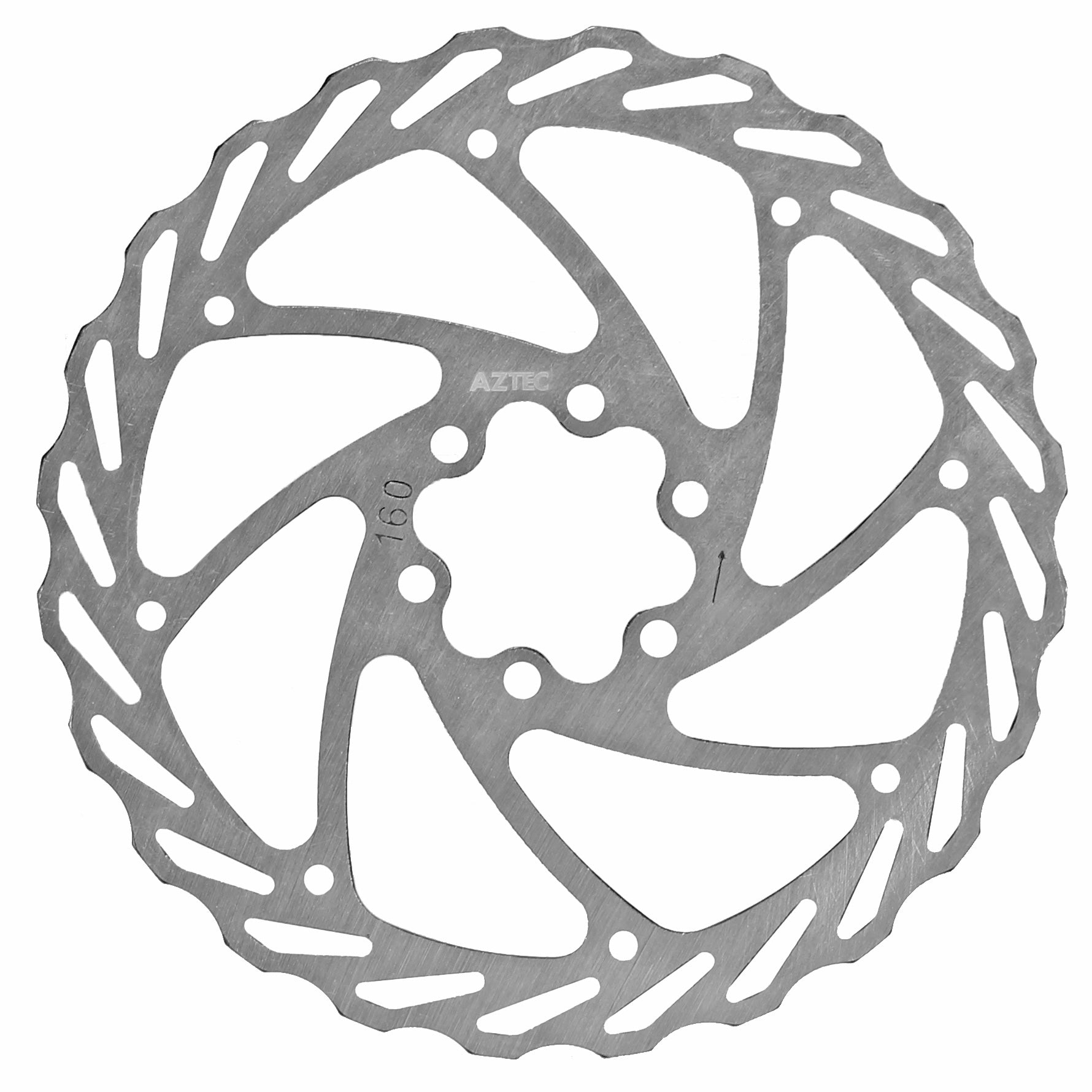 Aztec Wave Disc Rotor - 6 Bolt 160mm Mountain Bike Brake Rotor for Enhanced Stopping Power | Perfect for Trail Riding, Downhill & Cyclocross