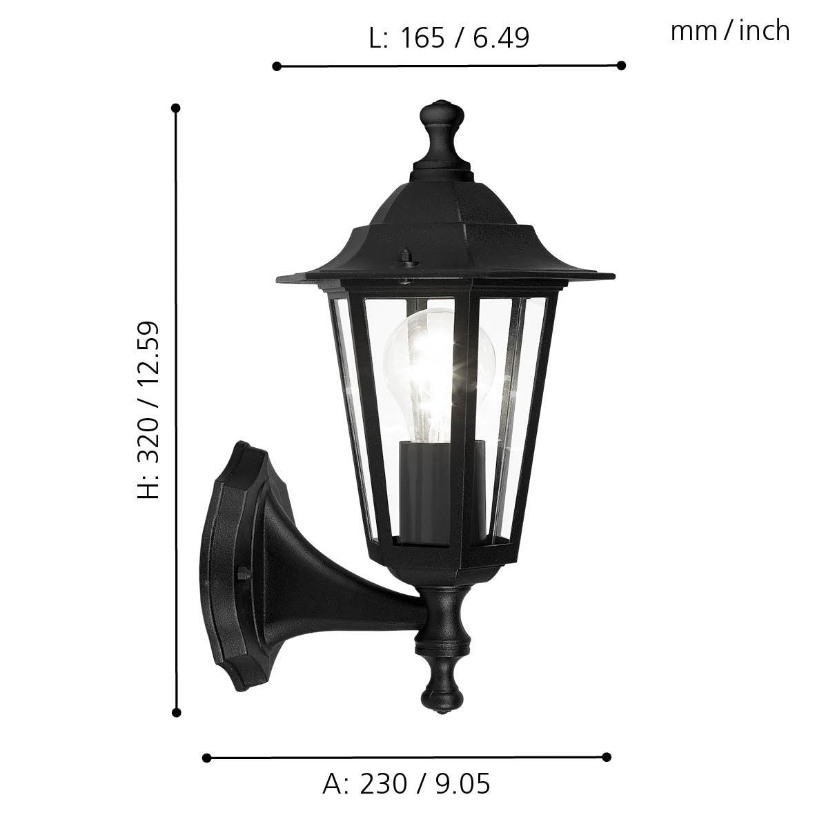 Eglo Laterna 4 Black Outdoor Wall Lantern Light - IP44 Waterproof - Perfect for Porch, Patio, Garden & Exterior Home Lighting