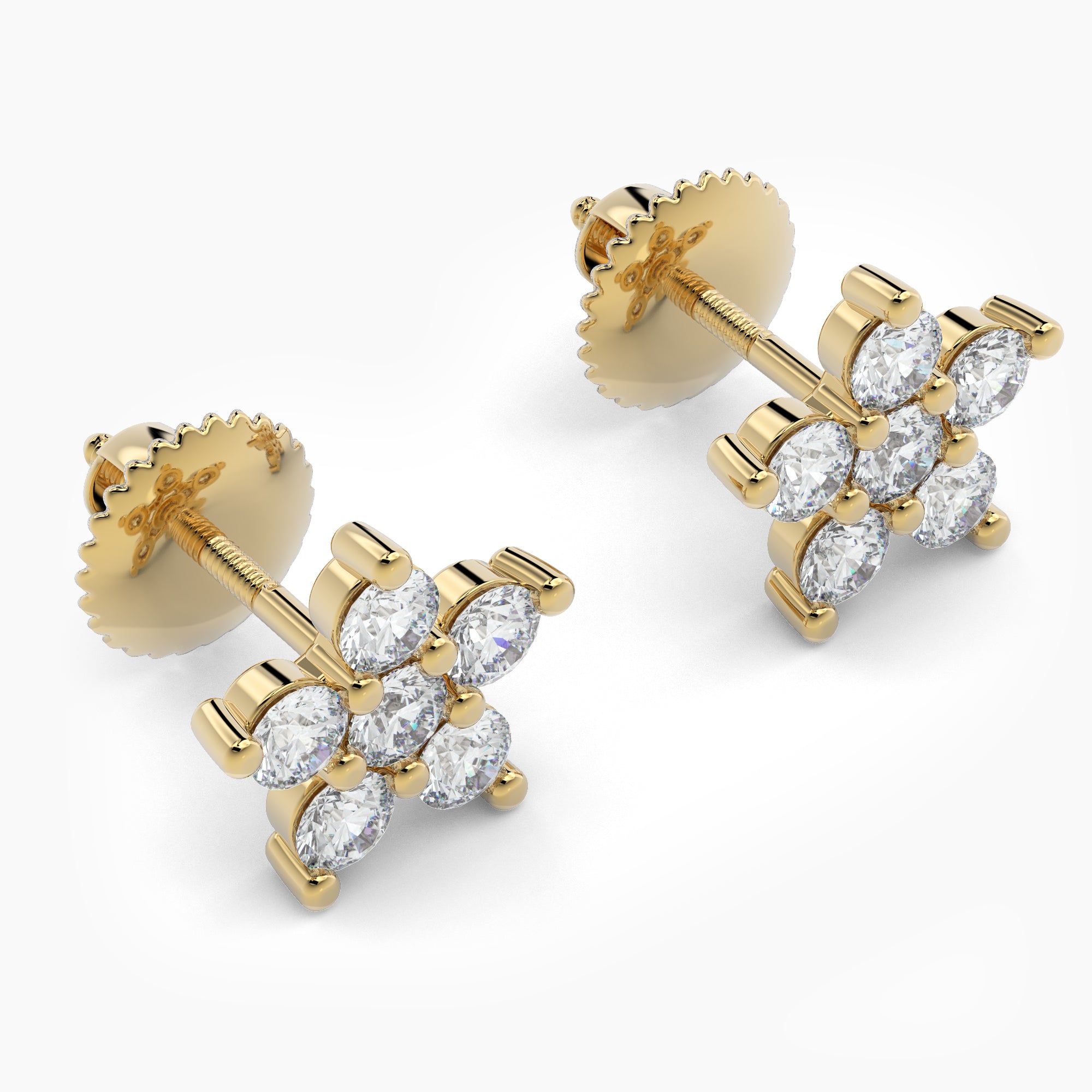 0.36 Carat Diamond Flower Stud Earrings for Women - 14K White Gold Floral Stud Earrings - Perfect Gift for Anniversary, Birthday & Valentine's Day