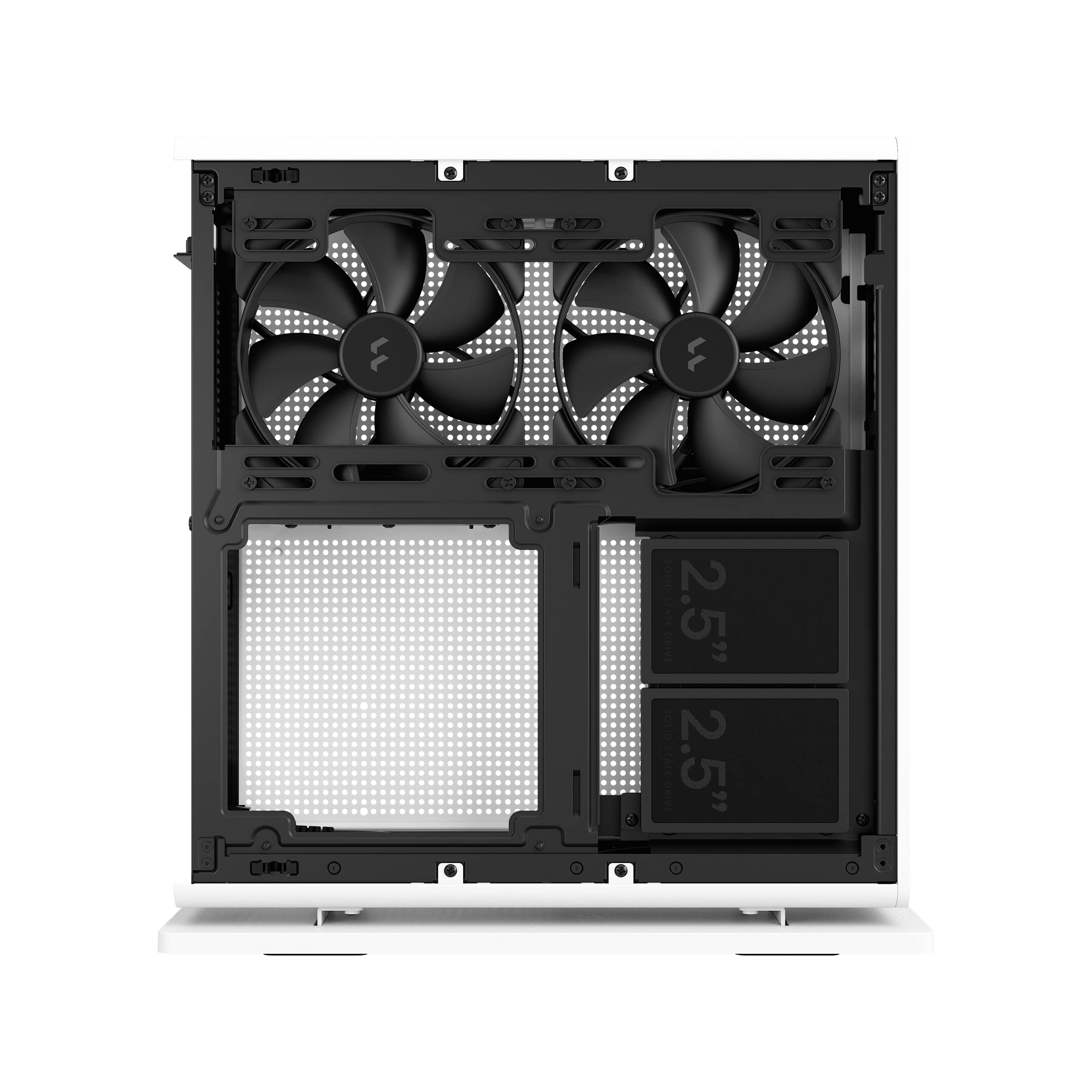Fractal Design Ridge White ITX PC Case - PCIe 4.0 Riser Card & 2x140mm PWM Fans Included - USB Type-C - Compact Gaming Computer Case for Home Theater & Workstation Setup