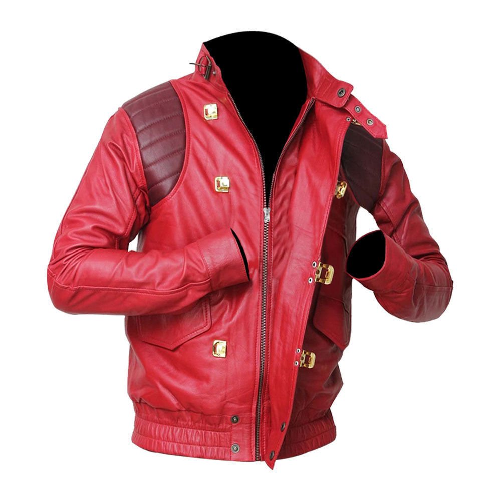 Men's Akira Kaneda Anime Japanese Biker Jacket - Red Genuine Leather Motorcycle Jacket for Casual Wear & Cosplay | Perfect for Anime Conventions, Halloween Costumes & Street Fashion