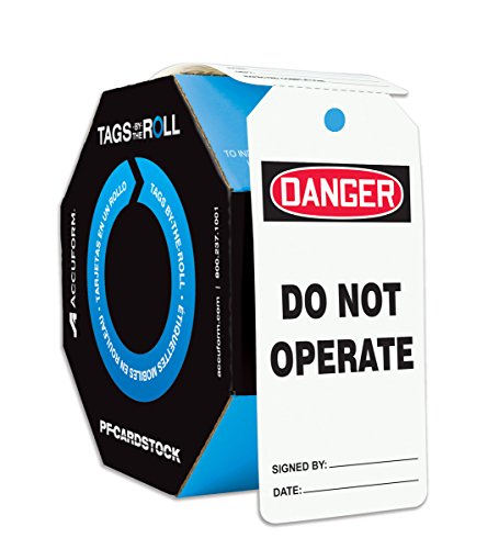 Accuform 250 'Danger DO NOT Operate' Safety Tags Roll - 6.25