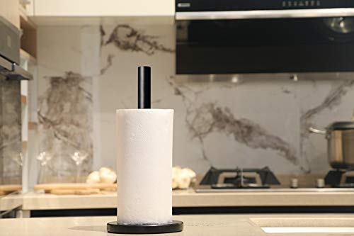 Stainless Steel Paper Towel Holder with Marble Base - Standing Kitchen & Bathroom Countertop Organizer (Matt Black) - Perfect for Home, Office, and Restaurant Use