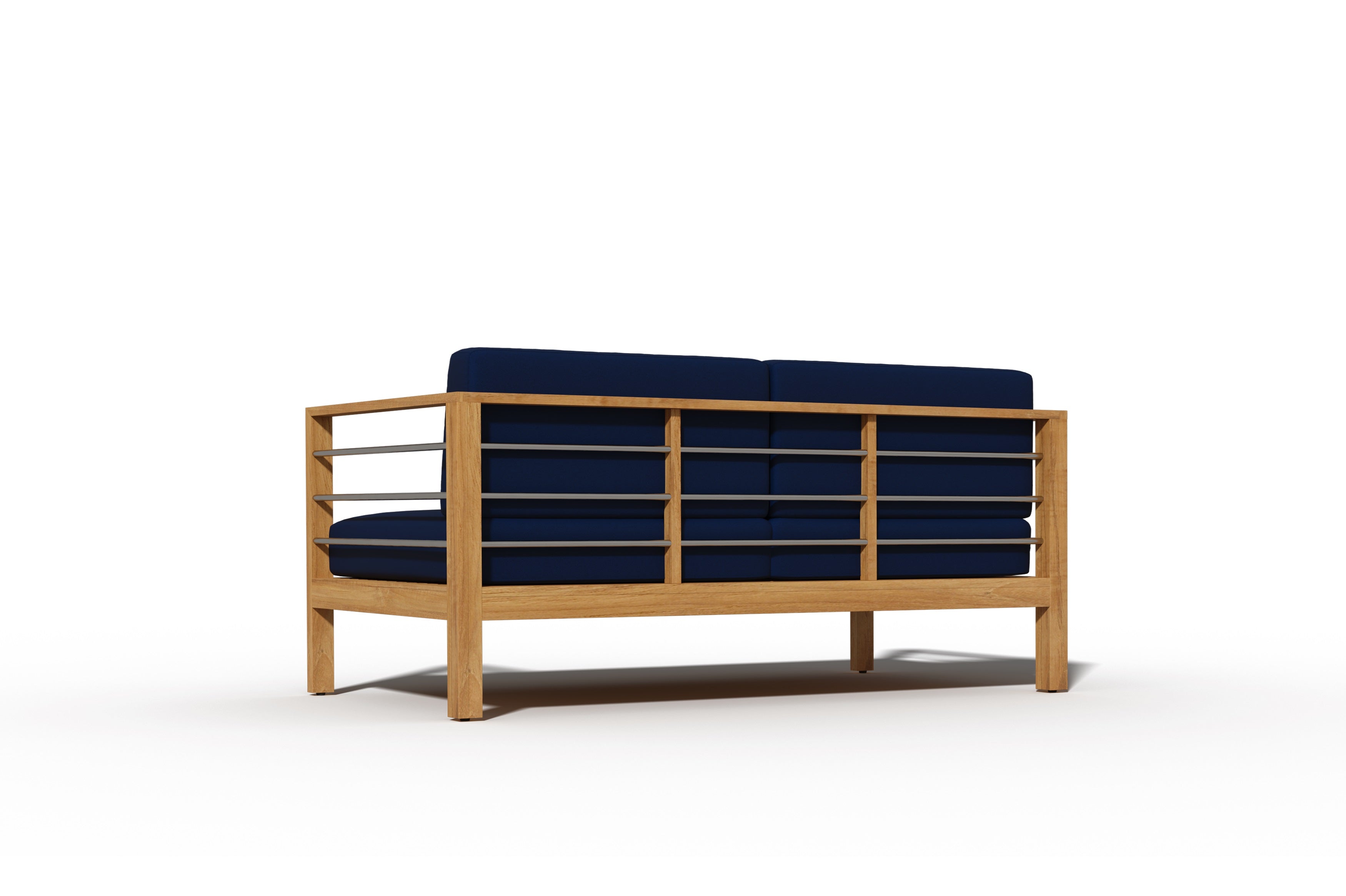 Premium 4-Piece Teak Outdoor Patio Deep Seating Set with Sunbrella Navy Cushions - Perfect for Backyard, Garden, Poolside & Patio Relaxation