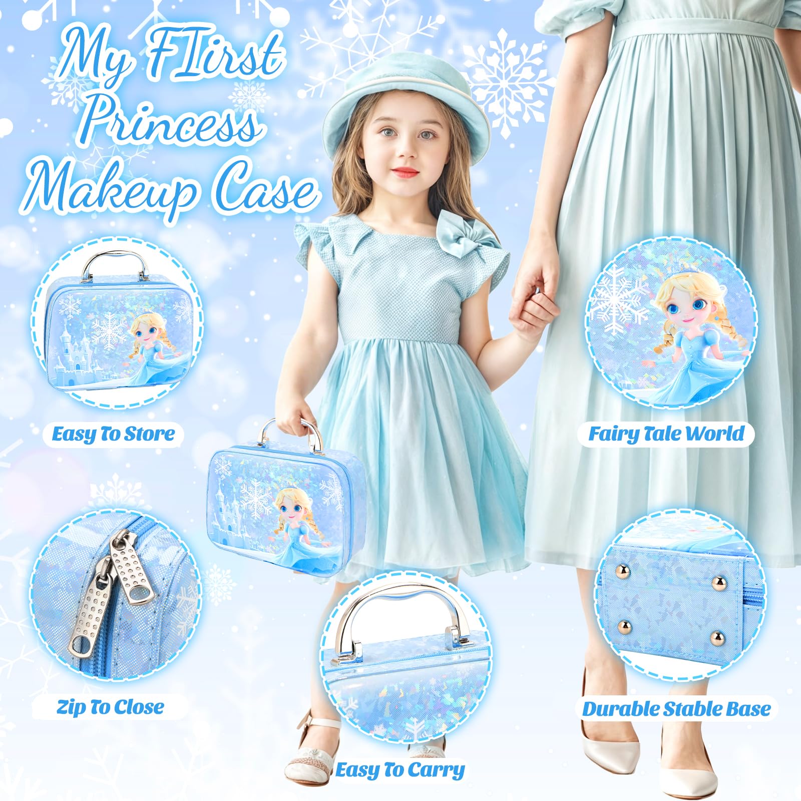 INNOCHEER Pretend Makeup Toy Set for Kids Ages 3-7 - Frozen Themed Play Makeup Kit for Toddlers & Girls (Non-Toxic, Not Real Makeup) - Perfect Birthday Gift & Role Play Dress Up Accessories for Preschoolers