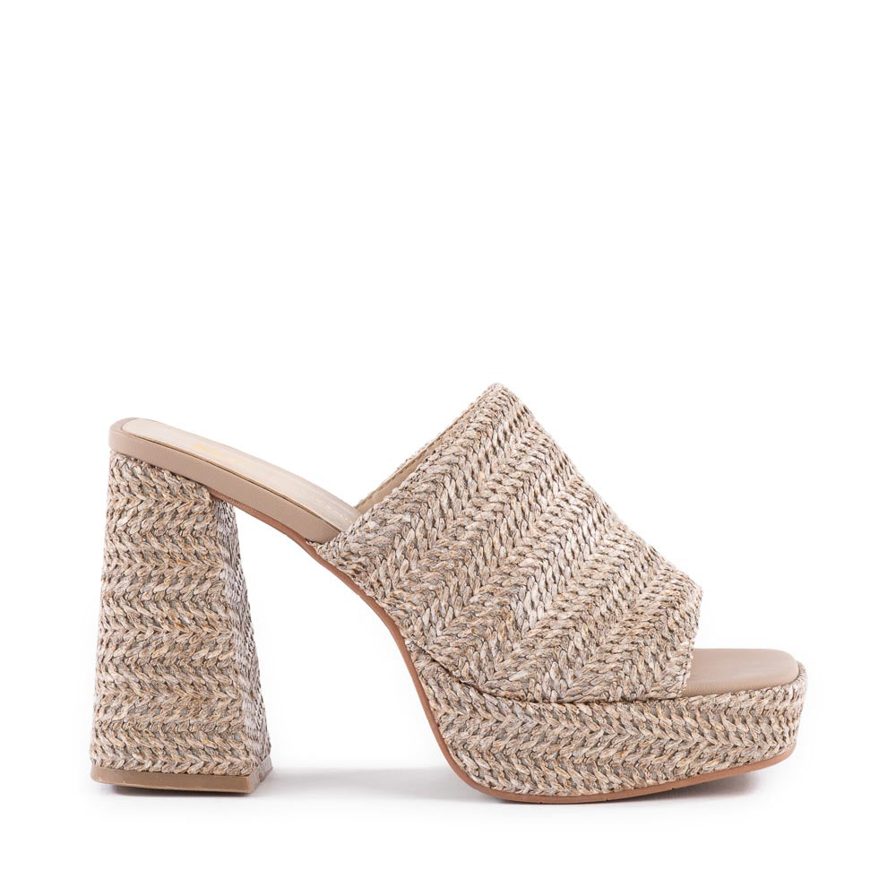 BC Footwear Women's Taupe Raffia Mule Sandals - Comfortable & Stylish Summer Shoes for Beach, Pool, and Casual Outings