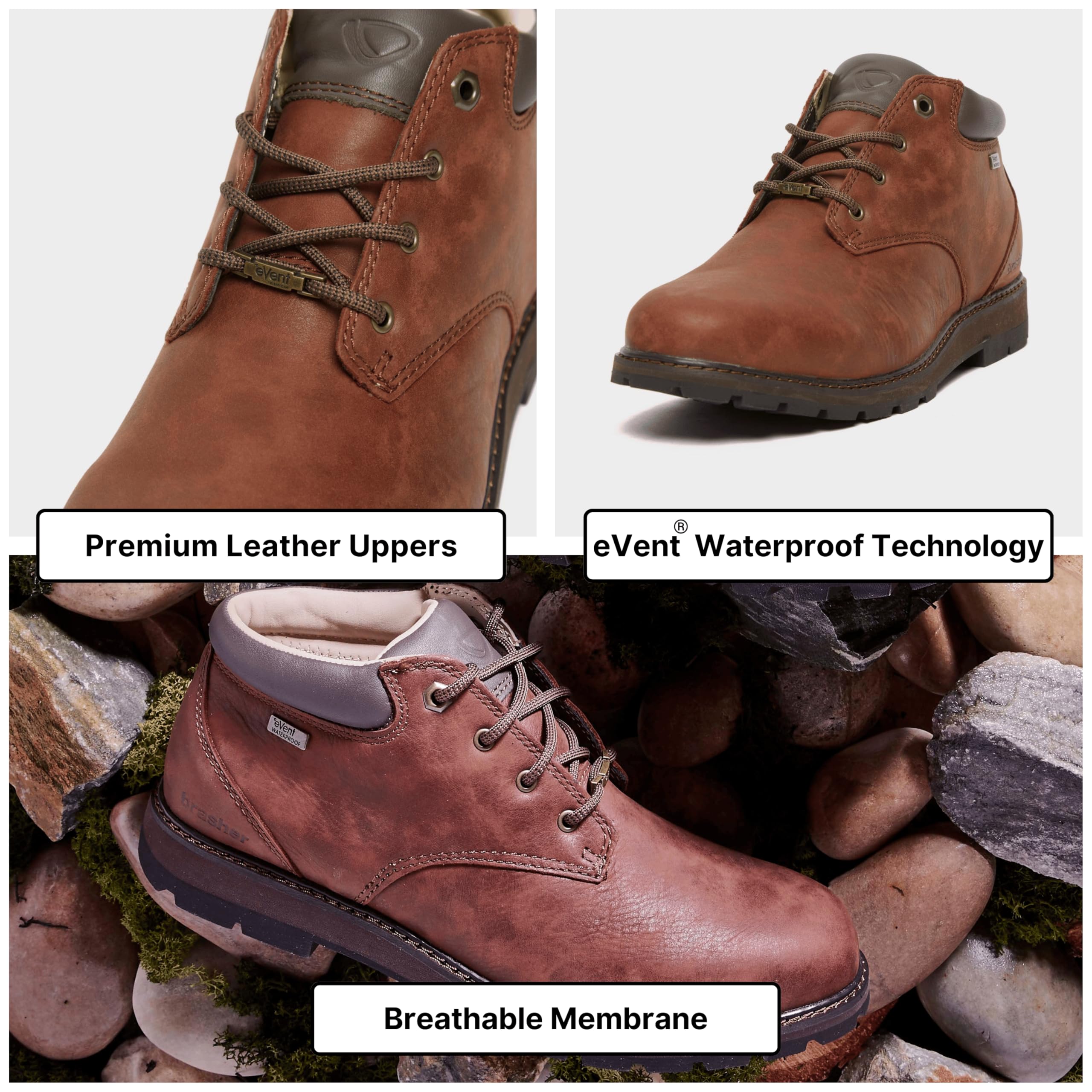 Brasher Men's Country Traveller Waterproof Leather Walking Shoes - Durable Hiking Boots for Outdoor Adventures, Trekking & Camping