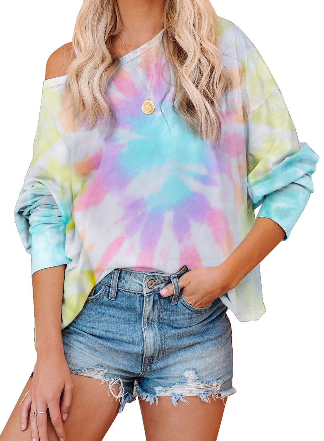Women's Tie Dye Printed Long Sleeve Sweatshirt - Soft Loose Pullover Top for Casual Wear | Perfect for Fall Fashion, Street Style & Cozy Outfits