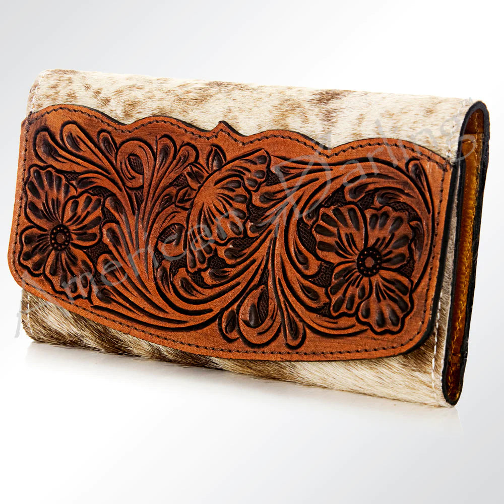 Genuine American Darling Hand-Tooled Leather Flap Wallet - Stylish & Durable for Everyday Use, Travel & Gifts