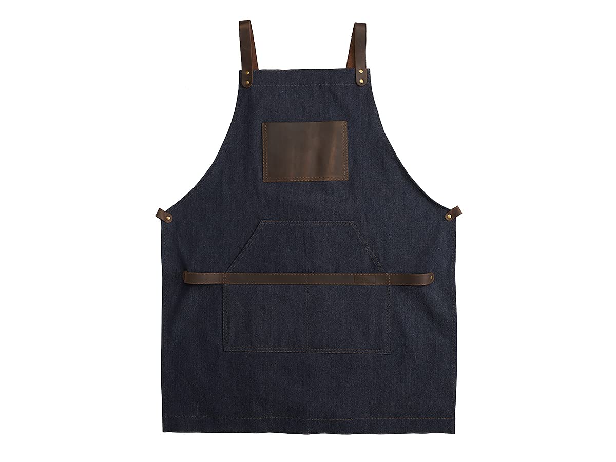 Durable Non-Waxed Canvas Work Apron with Adjustable Cross Straps - Perfect for Chefs, Carpenters, Artists & DIY Enthusiasts