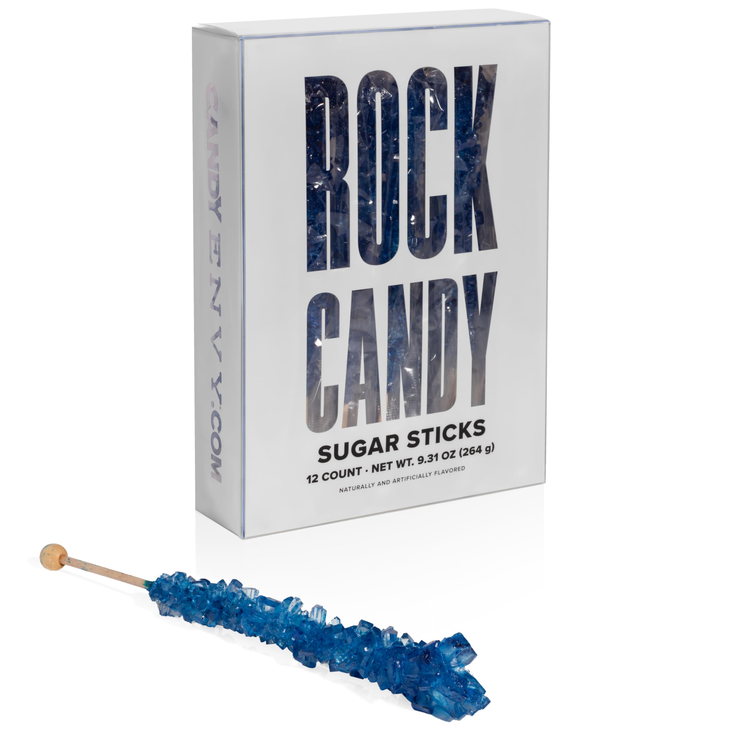Navy Blue Rock Candy Sugar Sticks - Blueberry Flavored Individually Wrapped (12 Pack) - Perfect for Party Favors, Wedding Decorations & DIY Dessert Toppings