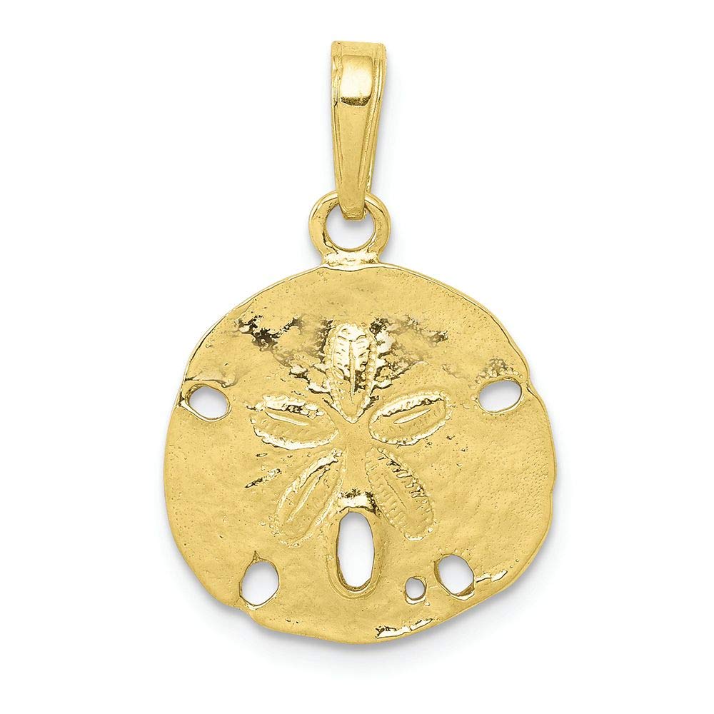 10k Yellow Gold Polished Sand Dollar Charm Pendant - FJC Finejewelers | Elegant Beach Jewelry for Necklaces, Bracelets & Gifts | Perfect for Summer Vacations, Coastal Weddings & Ocean Lovers