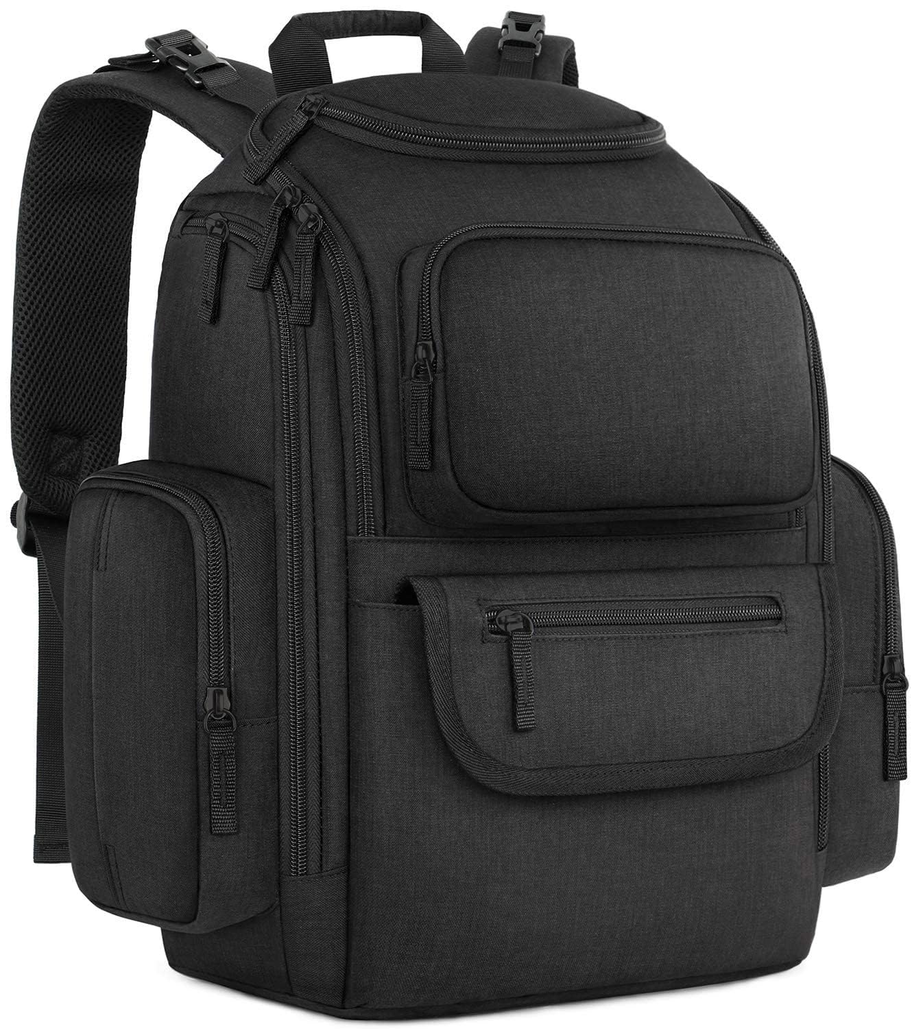 Mancro Diaper Bag Backpack for Men & Women - Large Waterproof Baby Bag with 2 Insulated Side Pockets, Stroller Straps & Travel-Friendly Design - Perfect for Daycare, Travel & On-the-Go Parents (Black)