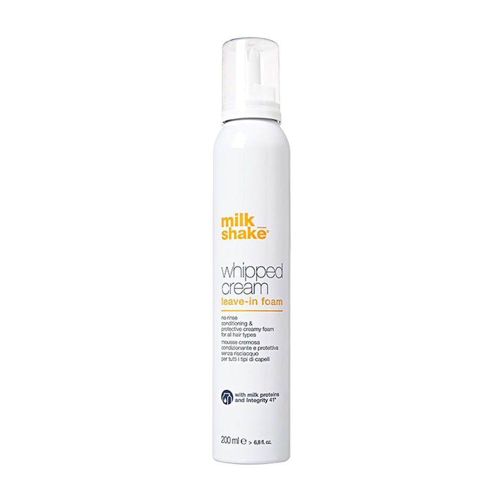Milk Shake Whipped Cream Leave-In Foam 200ml - Hydrating Hair Treatment for Curly, Dry & Damaged Hair - Perfect for Styling & Frizz Control at Home or Salon