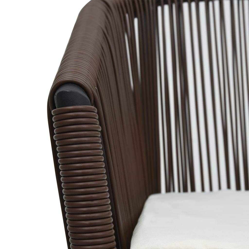 3-Piece Outdoor Bistro Set with Cushions - Patio Dining Table and Chairs, All-Weather PVC Rattan Furniture in Brown - Perfect for Garden, Balcony, and Backyard Relaxation