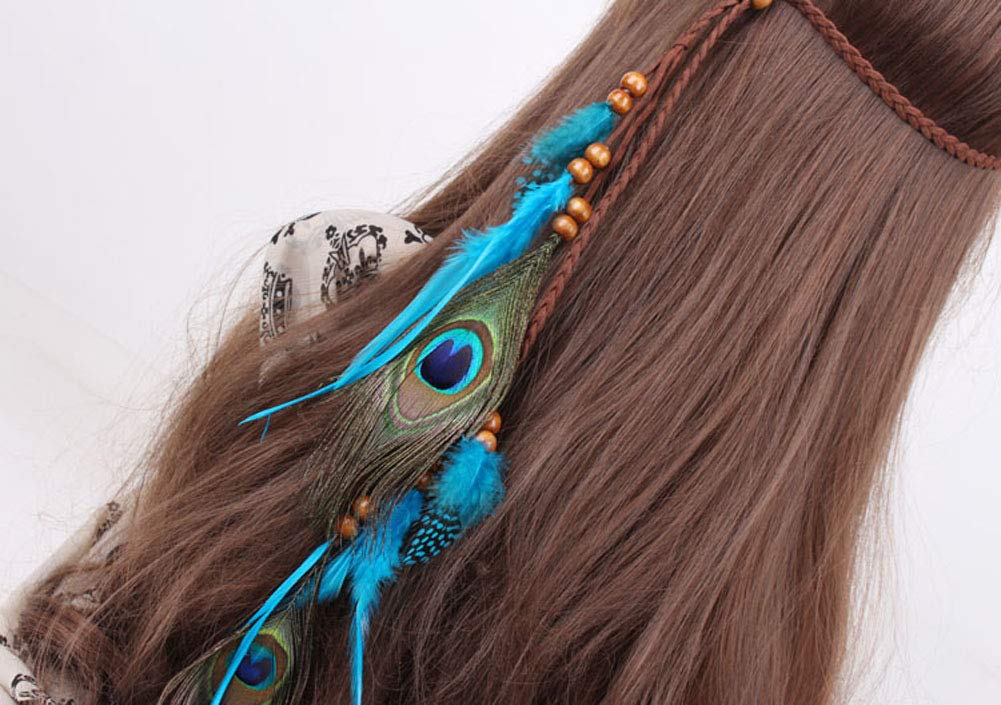Elegant Blue Feather Headband for Women - Bohemian Hippie Hair Accessory, Gypsy Style Fashion Headpiece - Perfect for Music Festivals, Weddings & Boho Chic Outfits