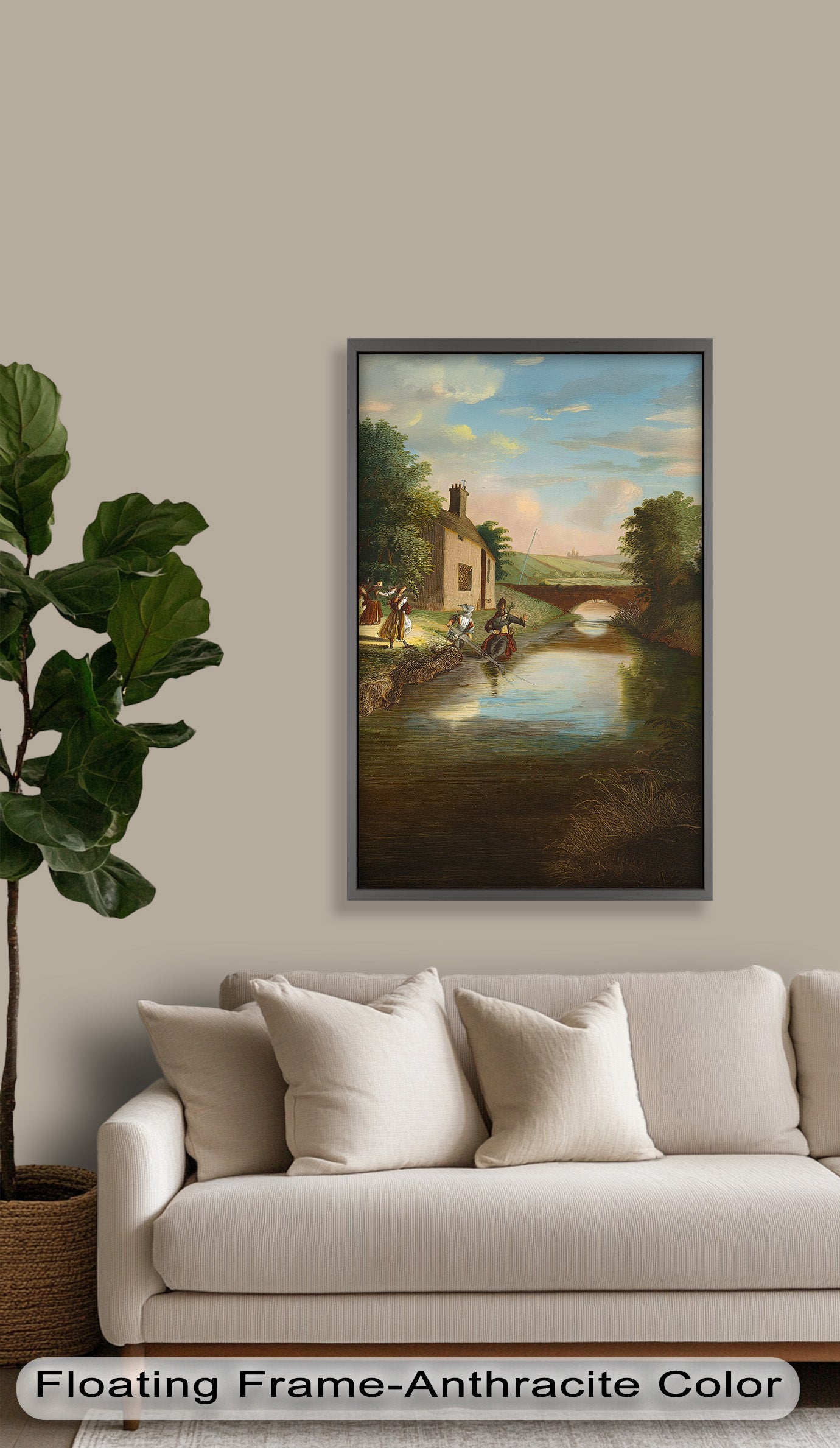 Romantic English Countryside Historic Oil Painting - A Day by the River - Perfect for Home Decor, Living Room Wall Art & Gift Ideas