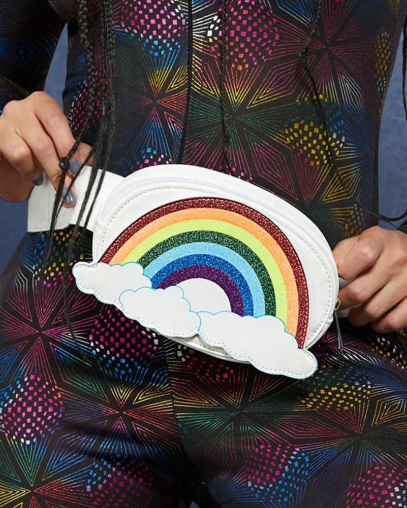 60s Rainbow Bum Bag - Vintage Style Waist Pack for Women & Men - Perfect for Festivals, Travel & Outdoor Activities