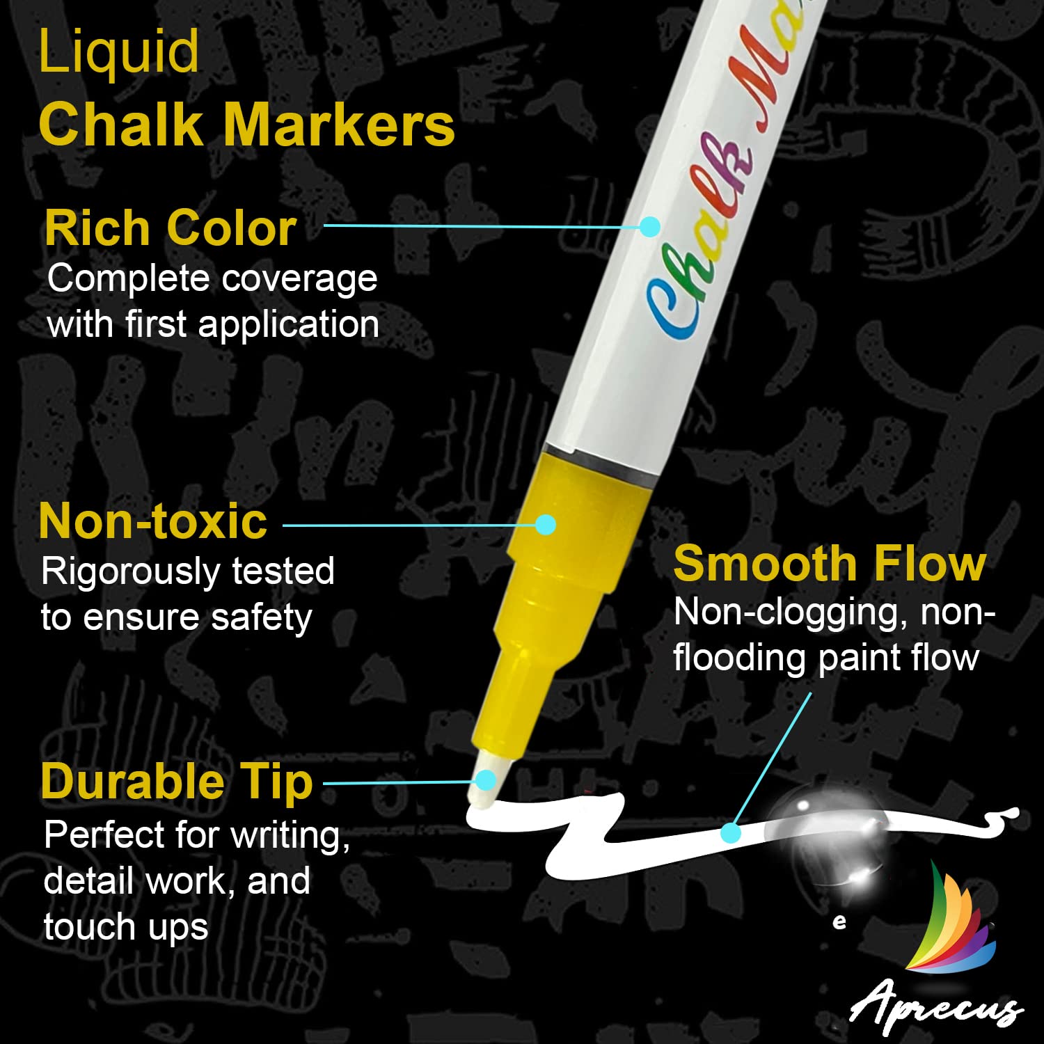 10 Pack Neon Liquid Chalk Markers - 3mm Fine Tip Erasable & Dustless Chalkboard Pens for Kids & Adults - Water-Based Non-Toxic Markers for Blackboard, Glass, Windows, Whiteboard & DIY Crafts
