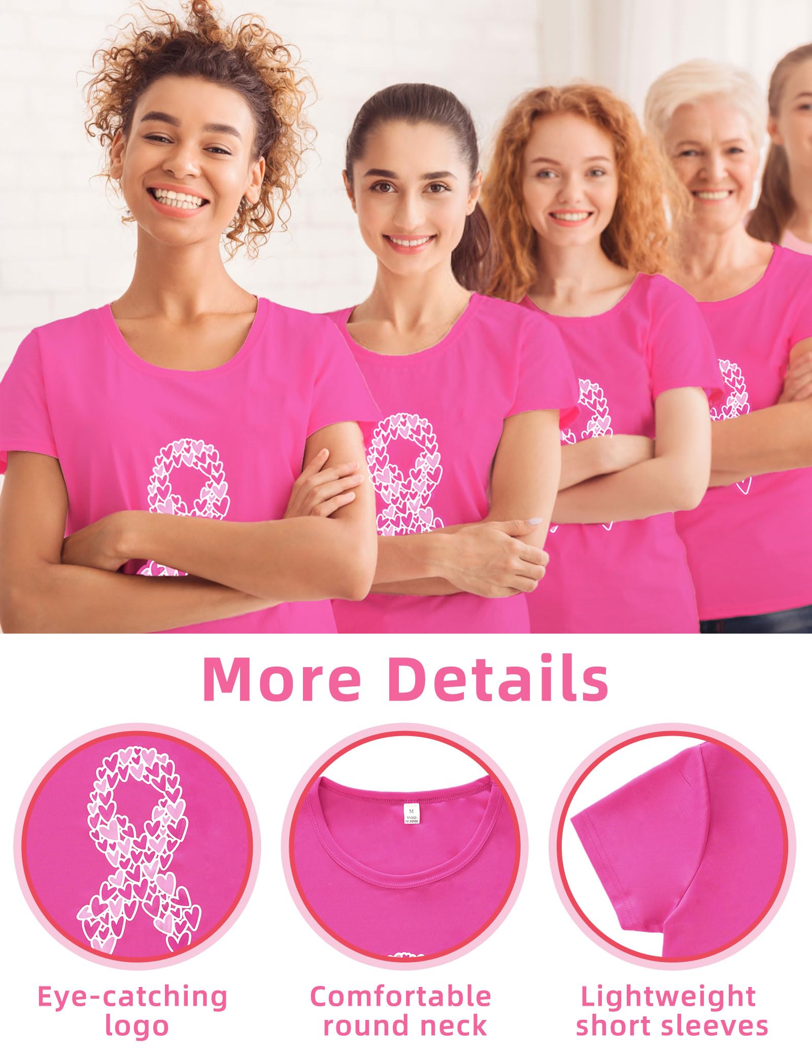 **Pink Ribbon Breast Cancer Awareness T-Shirts for Women - Support Squad & Survivor Shirts - Wear for Fundraisers, Walks & Awareness Events**