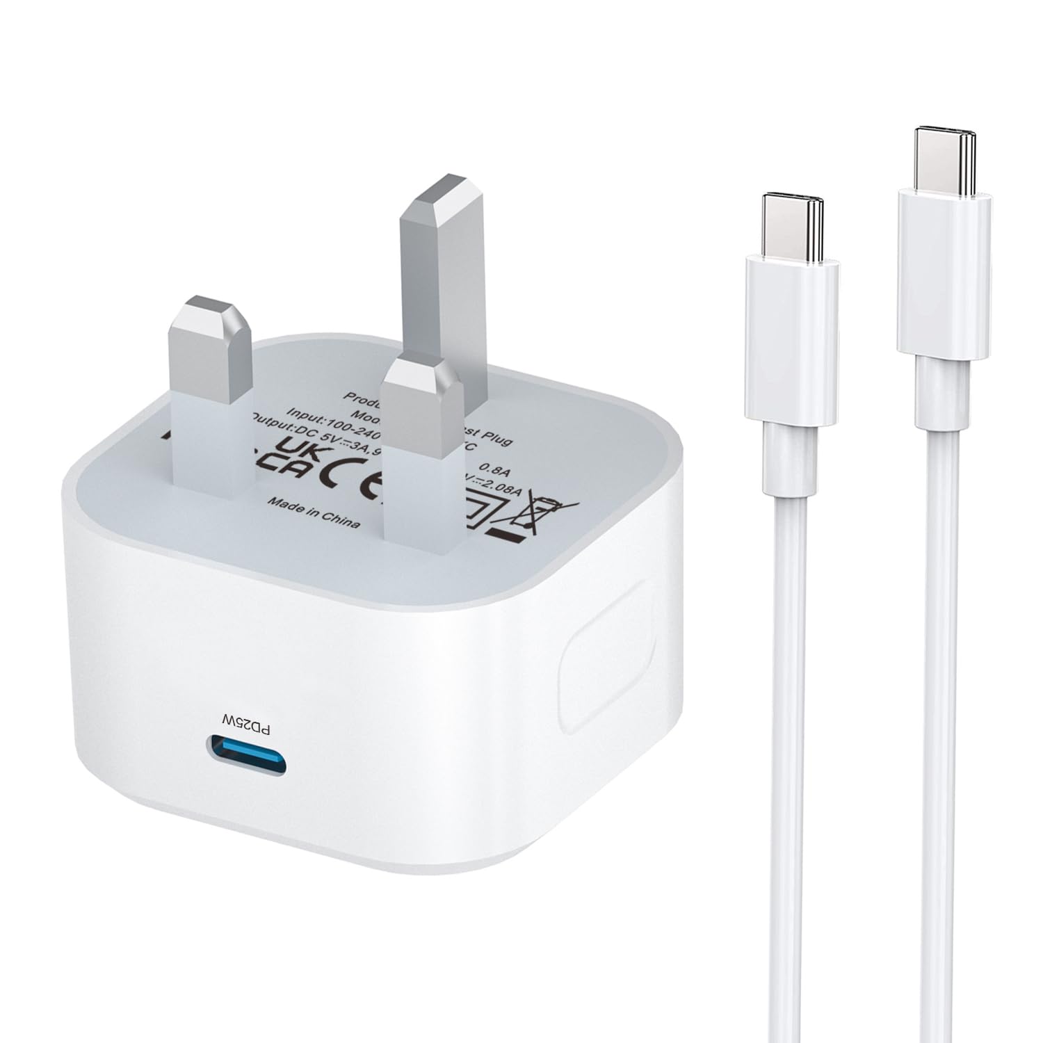 25W USB-C Fast Charger for Google Pixel 9/9 Pro/9 Pro XL/8/8 Pro/7/7 Pro & iPhone 16/15/14 - Includes Type-C Cable - Perfect for Home, Office & Travel Charging