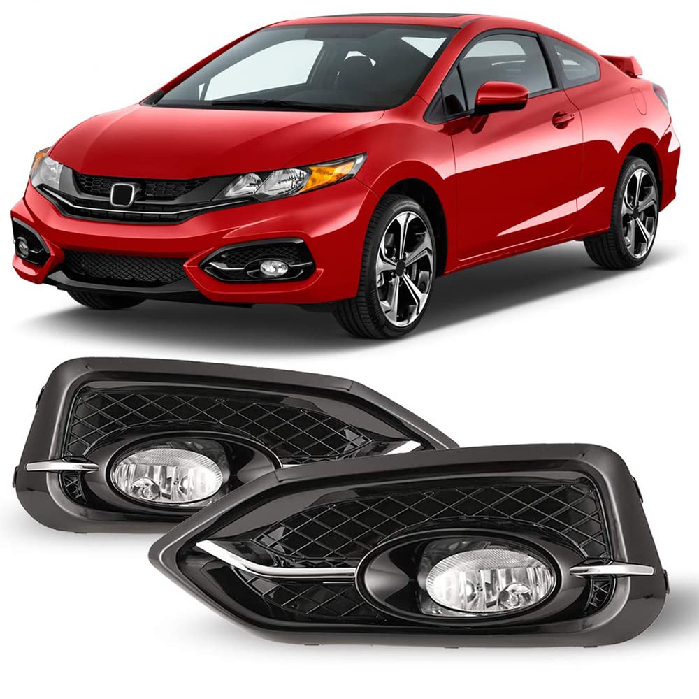 Winjet OEM Series Fog Lights with Switch & Wiring Kit for 2014-2015 Honda Civic Coupe - Perfect for Night Driving & Enhanced Visibility in Low Light Conditions