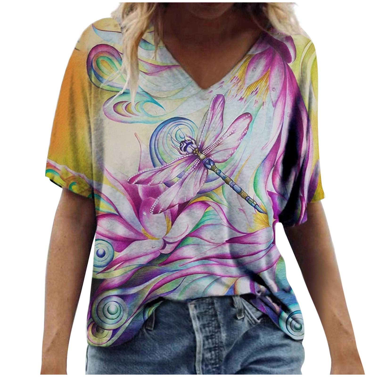 Stylish Women's Floral Printed Round Neck T-Shirt - Plus Size Casual & Workout Blouse for Everyday Wear & Gym
