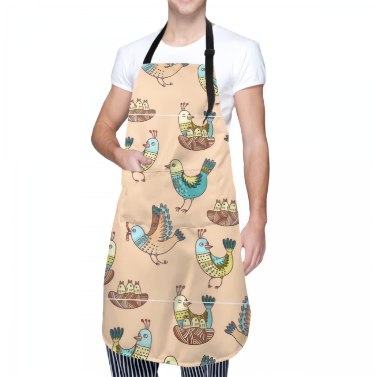 Waterproof Adjustable Kitchen Apron with 2 Pockets - Durable Bib Apron for Cooking, Grilling & Baking - Perfect for Chefs, BBQ & Home Kitchen Use