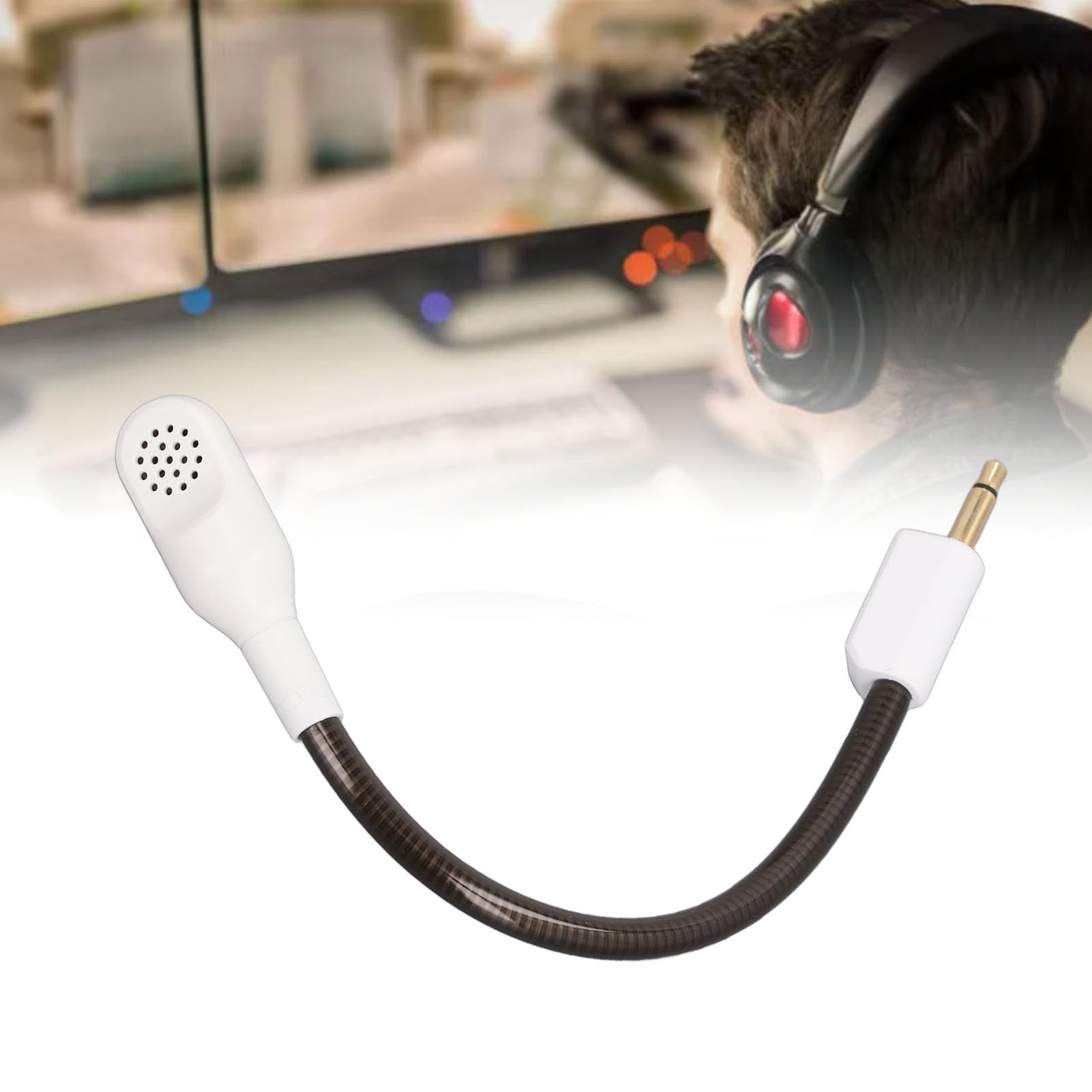 Replacement Microphone for Razer BlackShark V2 & BlackShark V2 Pro Wireless Gaming Headset - 3.5mm Noise Cancelling Boom Mic (White) - Perfect for Gaming, Streaming & Online Meetings