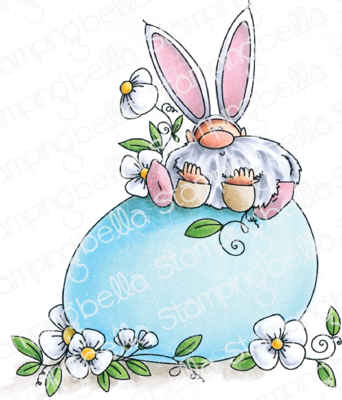 Stamping Bella Cling Stamps - Gnome on an Egg Blue Rubber Stamp for Card Making, Scrapbooking & DIY Crafts | Perfect for Easter Greetings, Holiday Cards & Paper Crafting Projects