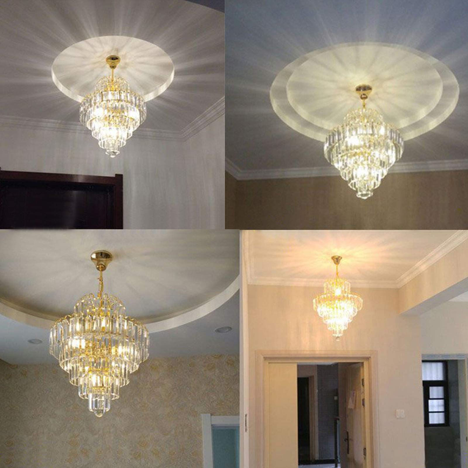 TFCFL Modern Luxury Crystal Chandelier Ceiling Light - 4-Head LED Hanging Lamp with K9 Crystal Lampshade, Energy Saving Pendant Fixture for Bedroom, Living Room, Kitchen & Bar - Perfect for Dining Areas, Entryways and Luxury Home Decor