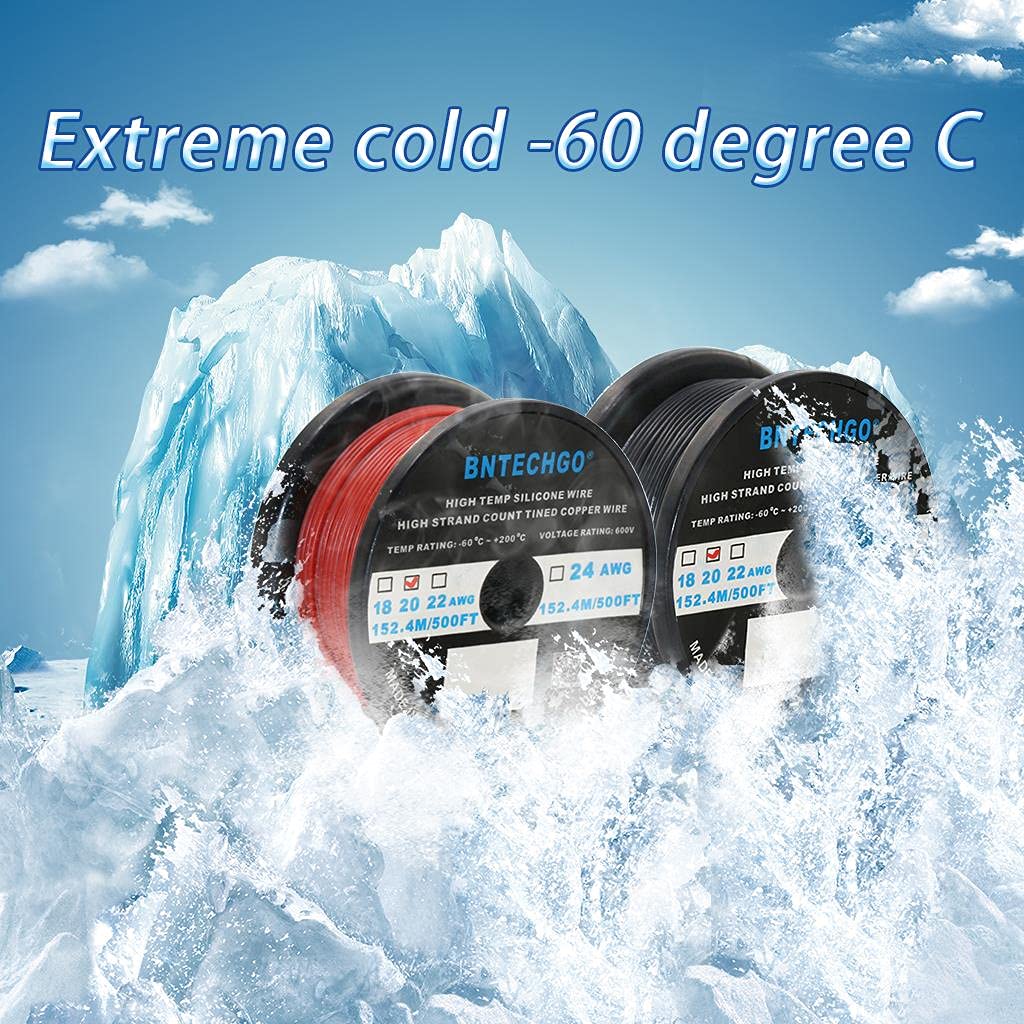 BNTECHGO 20 AWG Silicone Wire Spool - 500ft Red & Black Stranded Tinned Copper Wire for DIY Electronics, RC Models, and Automotive Projects | Flexible, Heat Resistant, High Conductivity