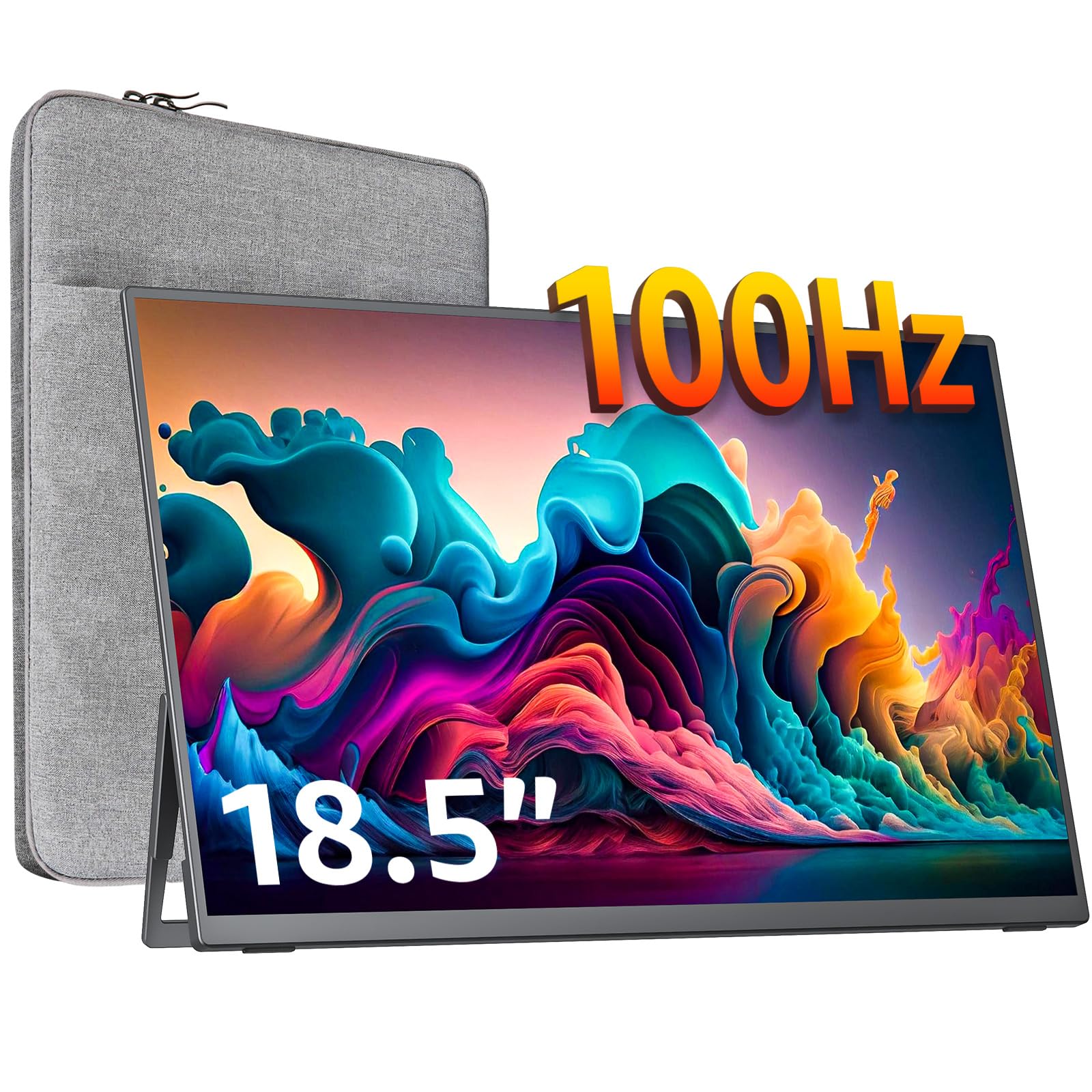 Cocopar 18.5 Inch Portable Gaming Monitor - Full HD 1080P IPS Display, 100Hz Refresh Rate, 120% sRGB, USB-C & HDMI Connectivity, Built-in Speakers, VESA Mount Compatible for Laptop, MacBook, Surface, PC, Xbox, PS4/5 - Perfect for Work, Gaming & Travel with Adjustable Kickstand
