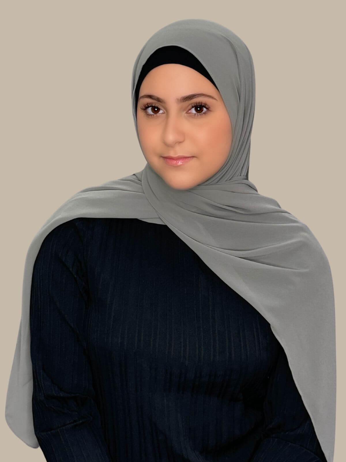 Modish Girl Luxury Chiffon Hijab Scarf - Frost Grey | Elegant Muslim Headscarf for Women | Perfect for Daily Wear, Prayer & Special Occasions