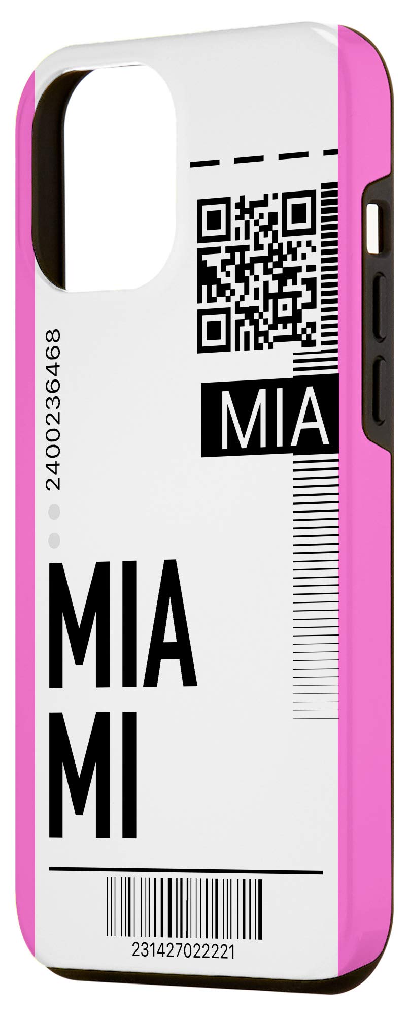 iPhone 12 Pro Max Case - Miami Air Travel Inspired Phone Cover with Boarding Pass Design, Pink City Skyline Hard Shell | Perfect for Travel Enthusiasts & Frequent Flyers