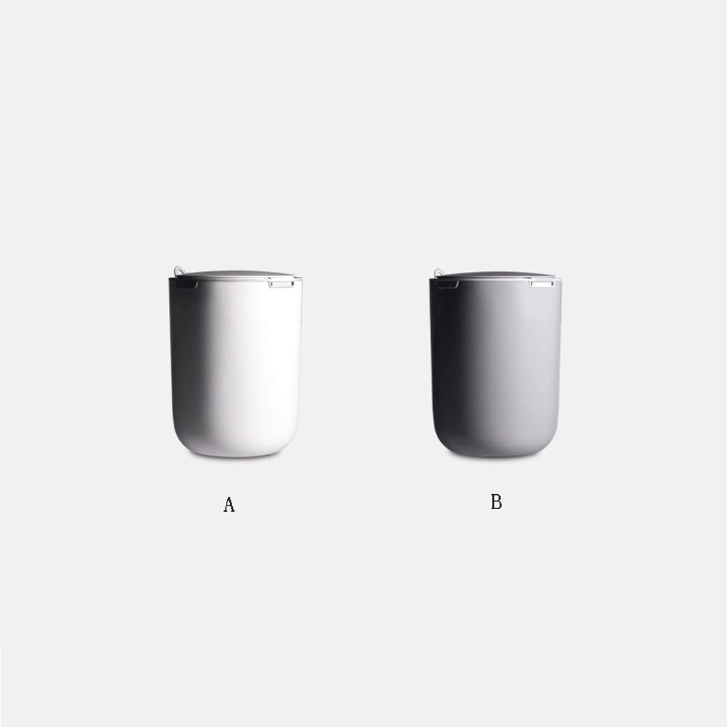 Round Portable Trash Can with Lid - Plastic Waste Bin for Bathroom, Kitchen, Bedroom & Living Room - Removable Garbage Basket for Easy Cleaning - Ideal for Home, Office & Waste Sorting (White)