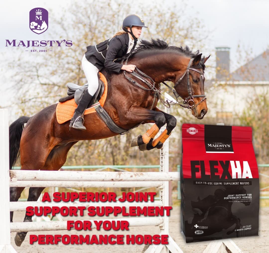 Majesty's Flex HA Wafers - Premium Horse Joint Supplement with Hyaluronic Acid, Glucosamine, Vitamin C & Yucca for Equine Mobility - 2 Pack (120 Count) - Ideal for Senior Horses & Performance Horses with Joint Discomfort