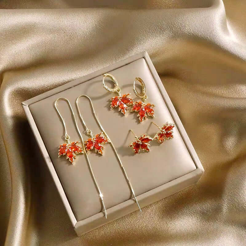 14K Gold Plated Maple Leaf Earrings for Women - Elegant Dangle Drop Earrings for Everyday Wear | Perfect Gift for Birthday, Anniversary & Mother's Day | GS040