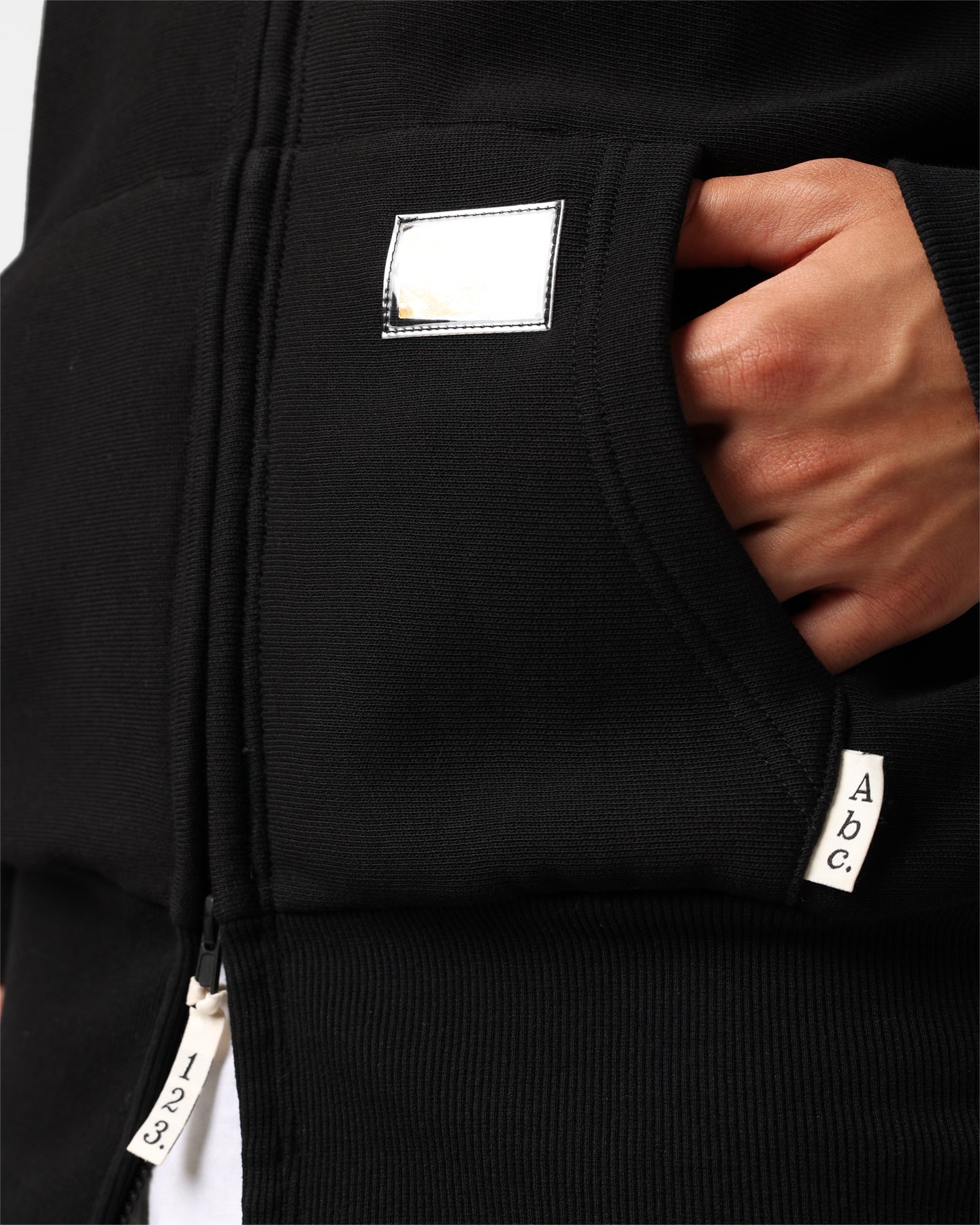 Tri-Tone Zip Up Hoodie for Women & Men - ABC 123 Advisory Board Crystals Design in Anthracite Black | Casual Wear, Street Style, Loungewear