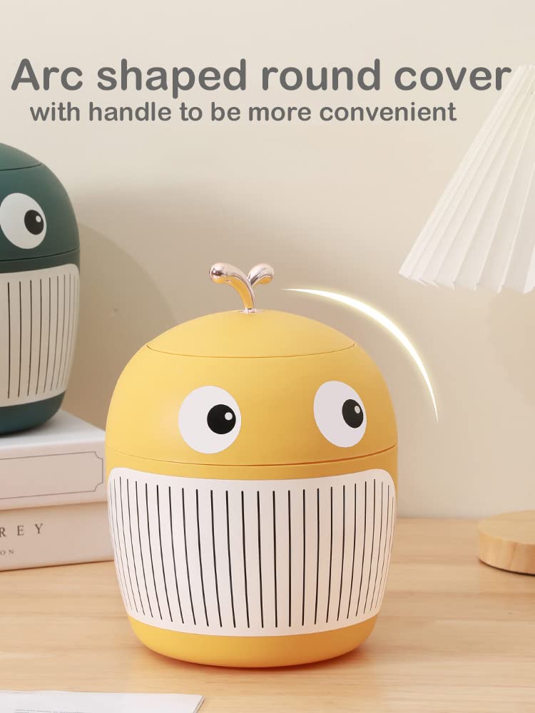 Cute Mini Desktop Trash Can with Lid - Portable Small Waste Basket & Garbage Bin for Home, Office, Bathroom, Kitchen, Living Room & Coffee Table - Whale-Shaped Dustbin for Household Cleaning & Organization