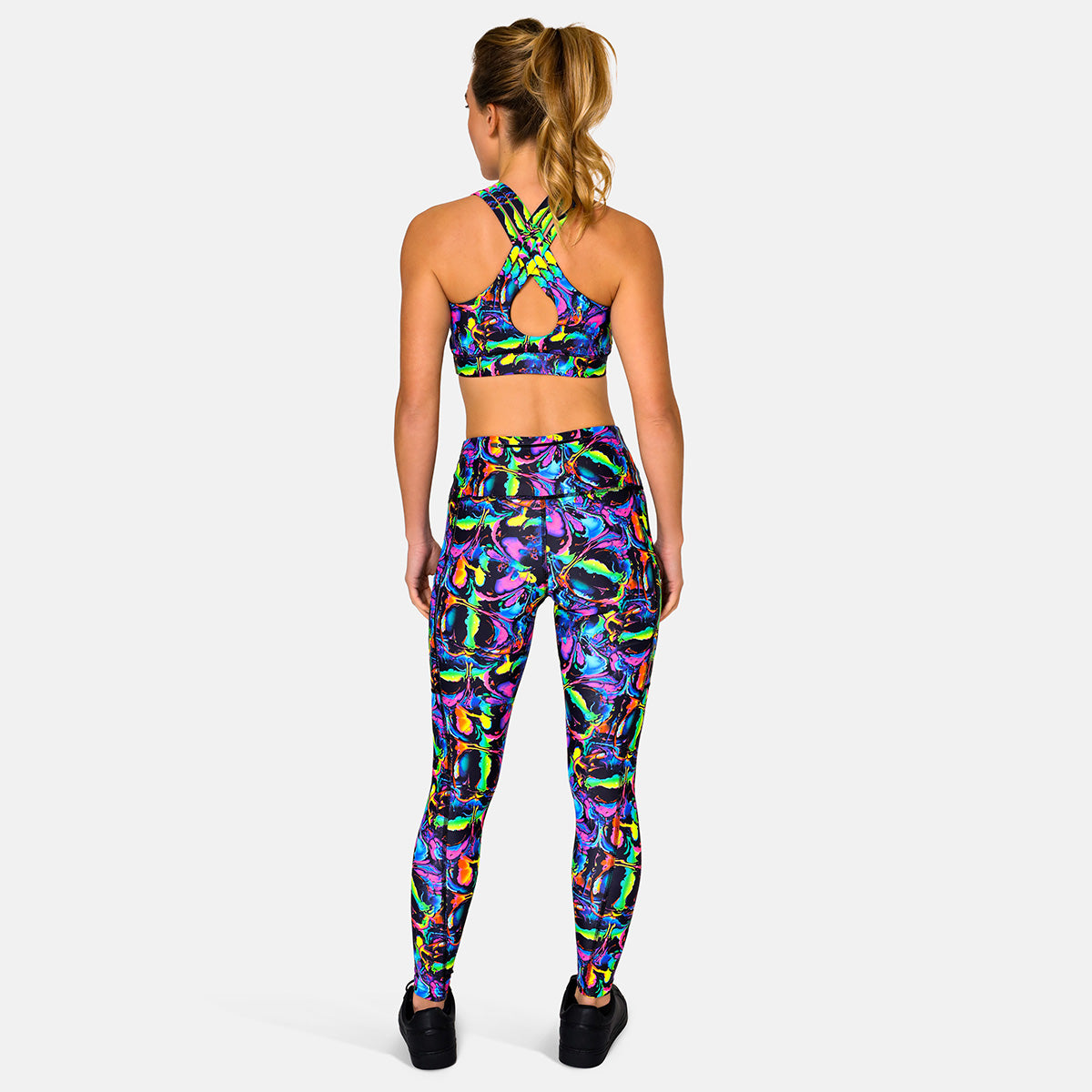 Glow in The Dark Liquid Leggings for Women - High Waist Yoga Pants with Reflective Design - Perfect for Night Running, Rave Parties & Fitness Workouts