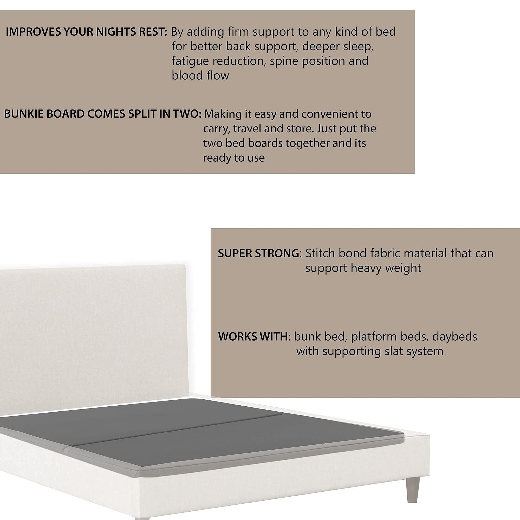 Premium Sturdy Fully Assembled Slats for Mattress & Bed Support - Bunkie Board Twin Size (Set of 2) - Perfect for Bunk Beds, Platform Beds & Box Spring Replacement