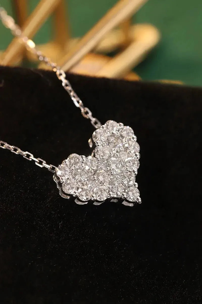 18K White Gold Heart Shaped Diamond Pendant Necklace - 1.0 Carat Natural Diamond Engagement Jewelry for Women | Perfect for Valentine's Day Gifts, Anniversary Presents & Special Occasions