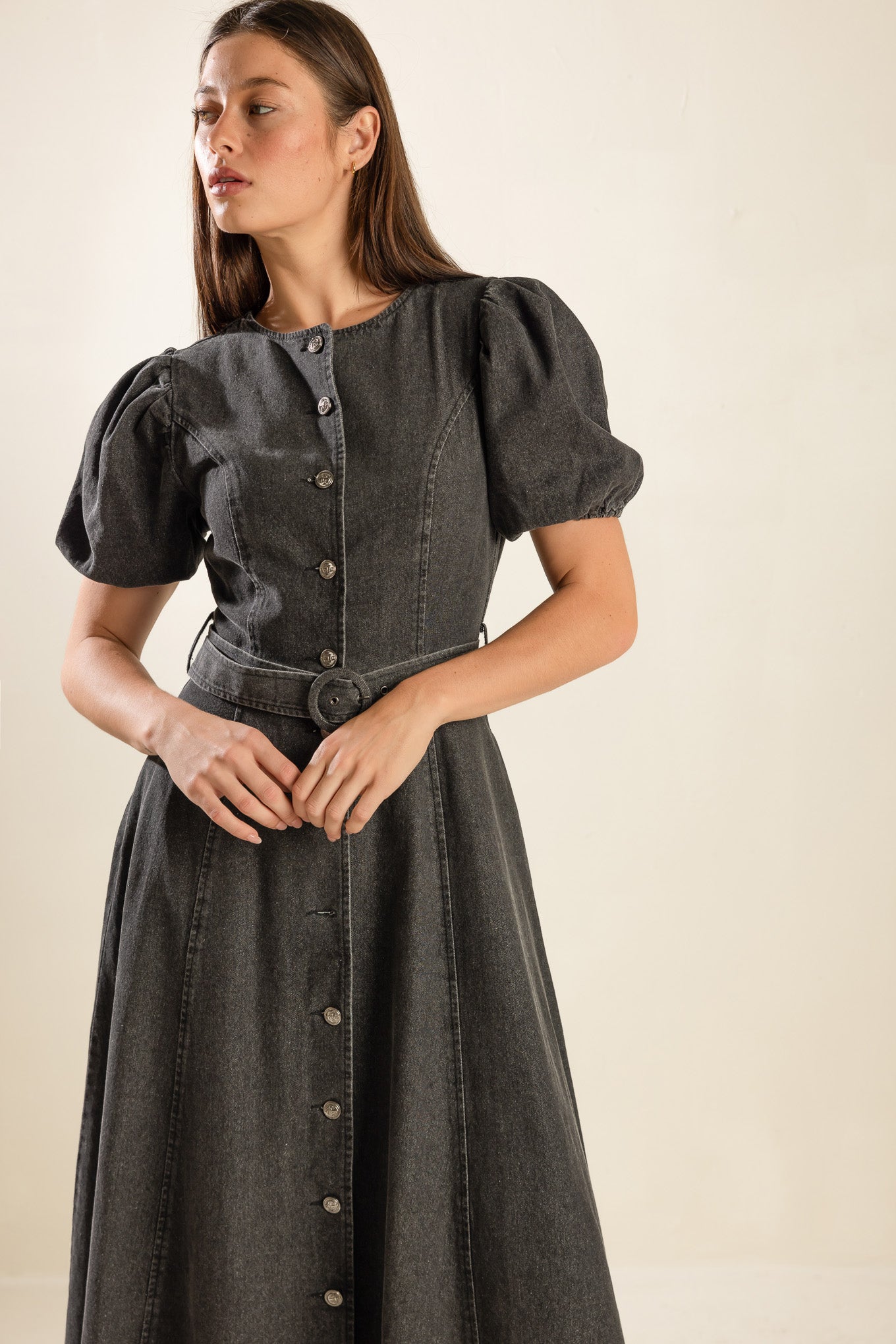 Stylish Black Denim Midi Dress for Women | Trendy Casual & Party Outfit | Perfect for Date Night, Office Wear & Evening Events