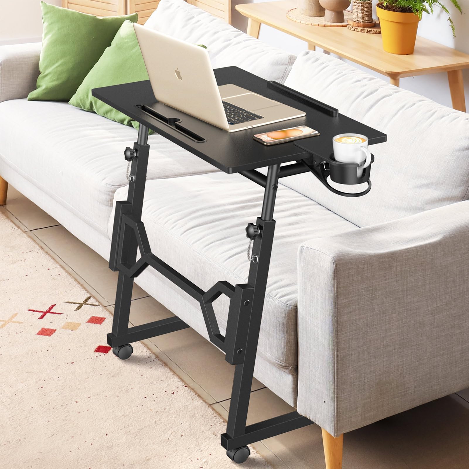 Portable Treadmill Desk with Adjustable Height & Wheels - Treadmill-Compatible Standing Desk for Laptops & Tablets - Perfect for Home Office, Work from Home & Fitness Enthusiasts