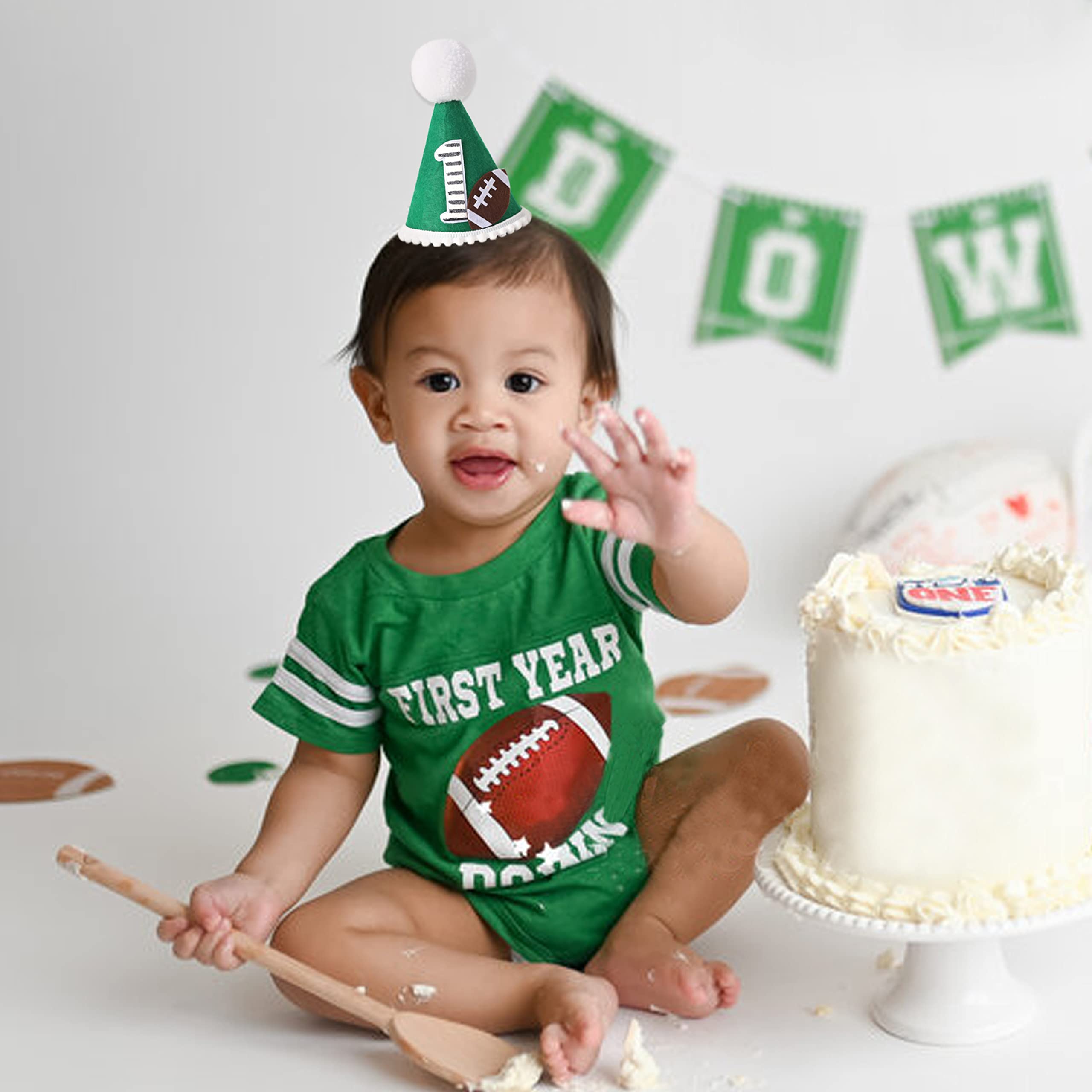 Football First Birthday Hat - Baby Boy Football Party Crown for 1st Birthday Celebration | Football Theme Birthday Decoration, First Year Down Outfit for Boys | Perfect for Football-Themed Birthday Parties, Baby Showers, and Sports Celebrations