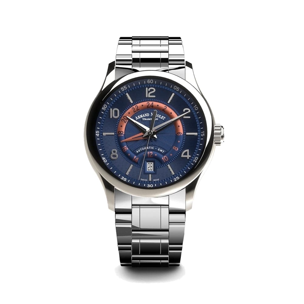 ARMAND NICOLET A846AAA BU M9742 Men's Luxury Automatic Watch with Sapphire Crystal & Blue Leather Strap - Perfect for Business, Formal Events & Gift Giving